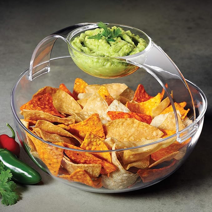 Chips and dips bowl with removable cup