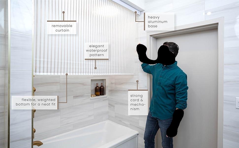 Roll up shower curtain