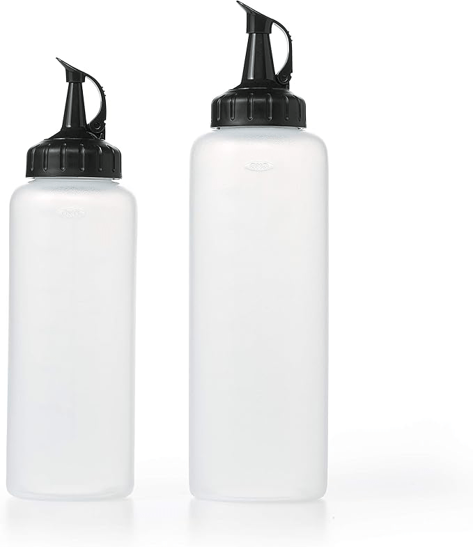 Reusable squirt bottles for dressing,