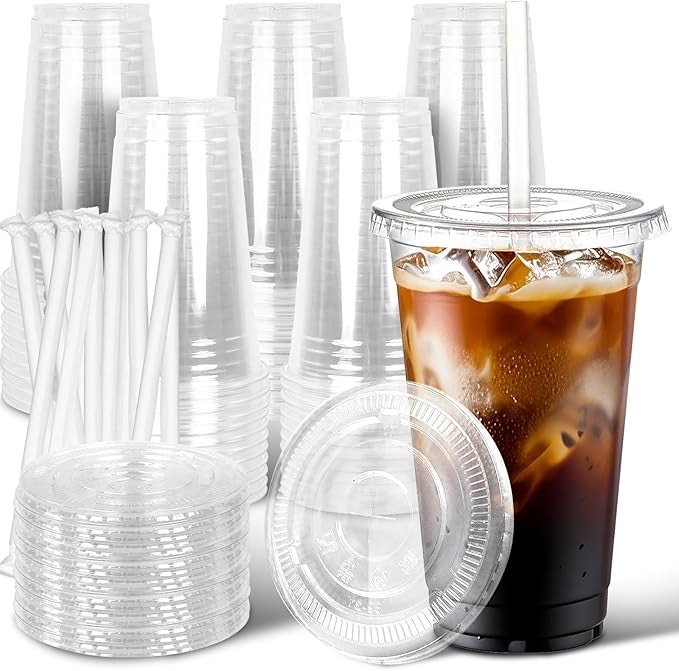 50 pack iced coffee cups with lids $14.97