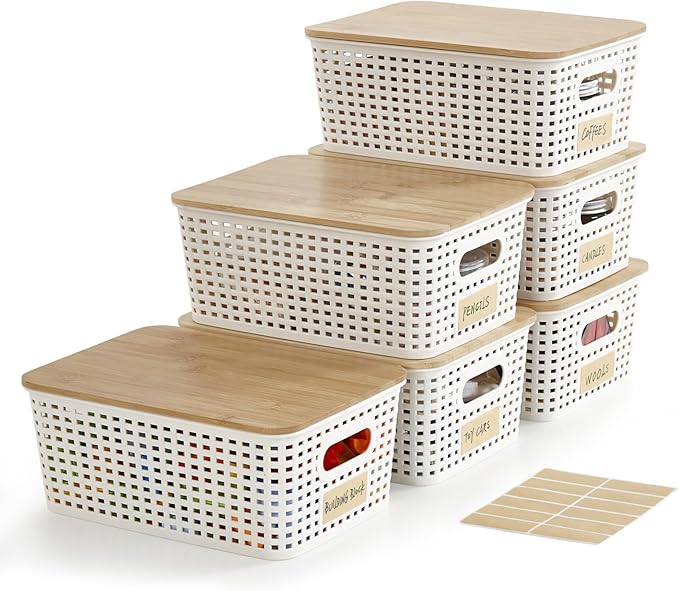 Cheap, stackable baskets ($4.50 each)